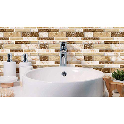 Peel and Stick Tile Backsplash for Kitchen, Marble Design (10 Sheets)