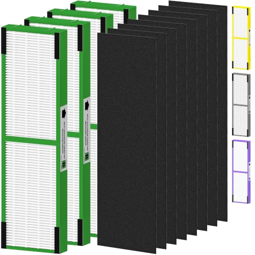 Image of 4 Pack FLT4825VO Toxin Clear Filter B Replacement for G-Guardian AC4825 AC4825E AC4825W AC4300 AC4800 AC4850 AC4900 Air Purifier, 4 Filters & 8 Carbon Pre-Filters, Green, For Office Livingroom Bedroom