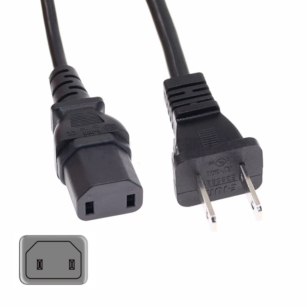 6FT 2 Prong AC Power Cord Cable Replacement for iRobot Roomba i7+ i3+ i4+ Clean Base Automatic Integrated Dock Charger Home Base,Double Hole