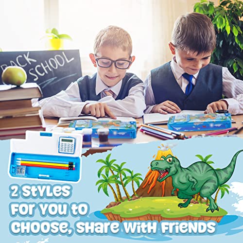 Image of Henoyso Multifunctional Pencil Box for Boys, Dinosaur Pencil Case with Calculator and Sharpener, 2026 Back to School Supplies Organizer for Kids Teens Students, Elementary Classroom Dino Gift