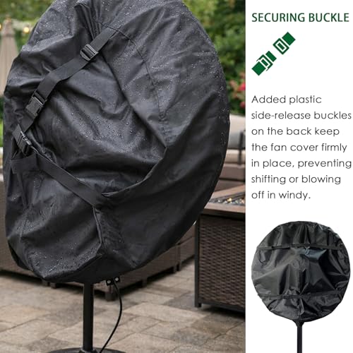 Image of Wall Mount Fan Cover, 16 Inch Industrial Fan Cover, 600D Waterproof & Dustproof for Wall Mount, Pedestal Fans Protection with Zipper and Securing Strap