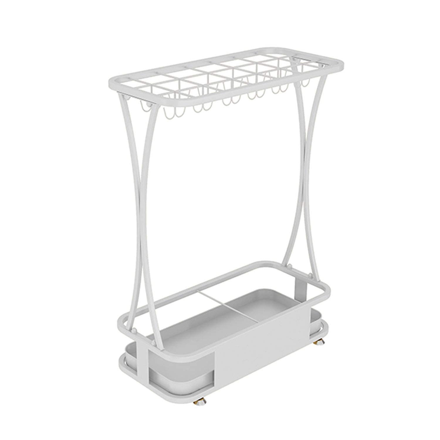 GHHVFEC Metal Umbrella Stand Rack with Hook and Removable Drip Tray for Entryway, Office, Hallway