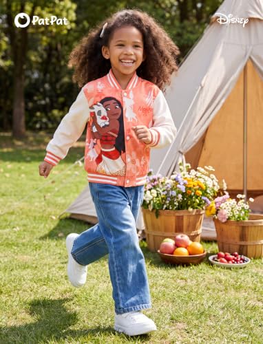 Image of Disney Girl & Boy Varsity Bomber Jacket Fall Sweatshirt Toddler to Big Kid | Officially Licensed Jacket with Mickey, Minnie, Spider-Man, Gwen, Toy Story, Cars, Frozen, Princess, Stitch, Zootopia Designs