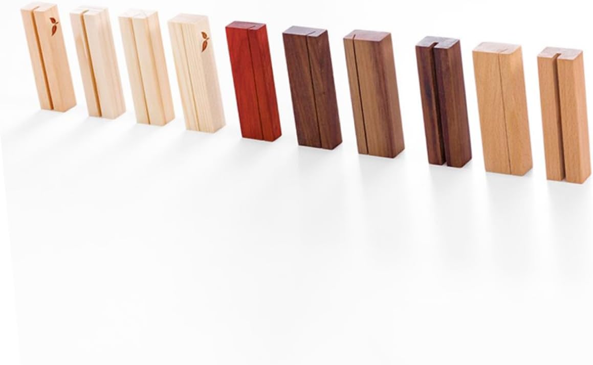 Veemoon 12Pcs Photo Holder Clips Natural Wood Memo Stand for Desktop for Weddings Parties and Home Decoration Sturdy Base for Cards Notes