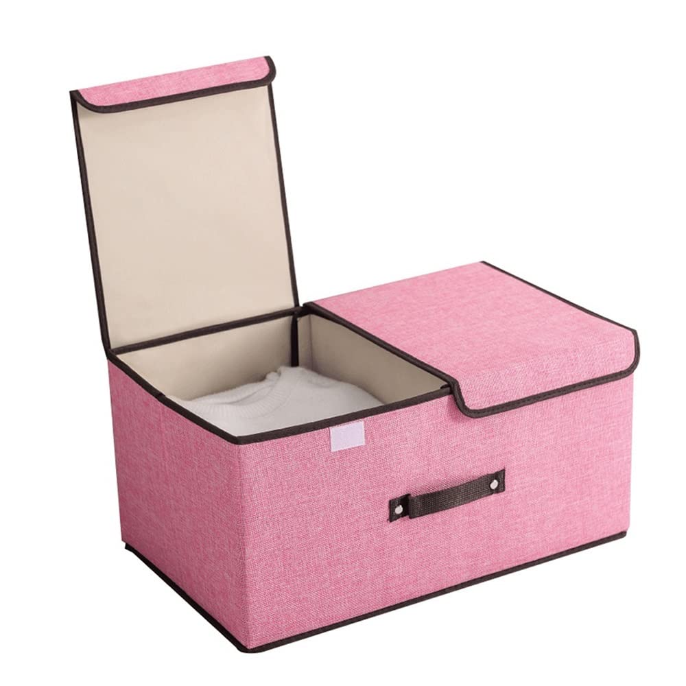 ETRGFTHU Clothes Storage Box Household Foldable Storage Box Double Cover Dust Belt Partition Design Under-bed Debris Organizer(Pink,50cm*30cm*25cm)
