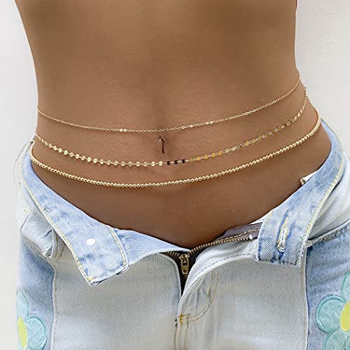 Zookey Boho lentejuelas cintura cadena oro capas vientre cadena verano playa cuentas cuerpo cadena joyería para mujeres y niñas Cover