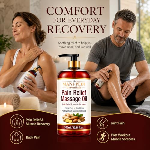 Image of TMPE Pain Relief Massage Oil for Joint & Back Pain, Muscle Soreness With Natural Healing of Ginger, Turmeric & Clove Oils - 300ml Pack of 2