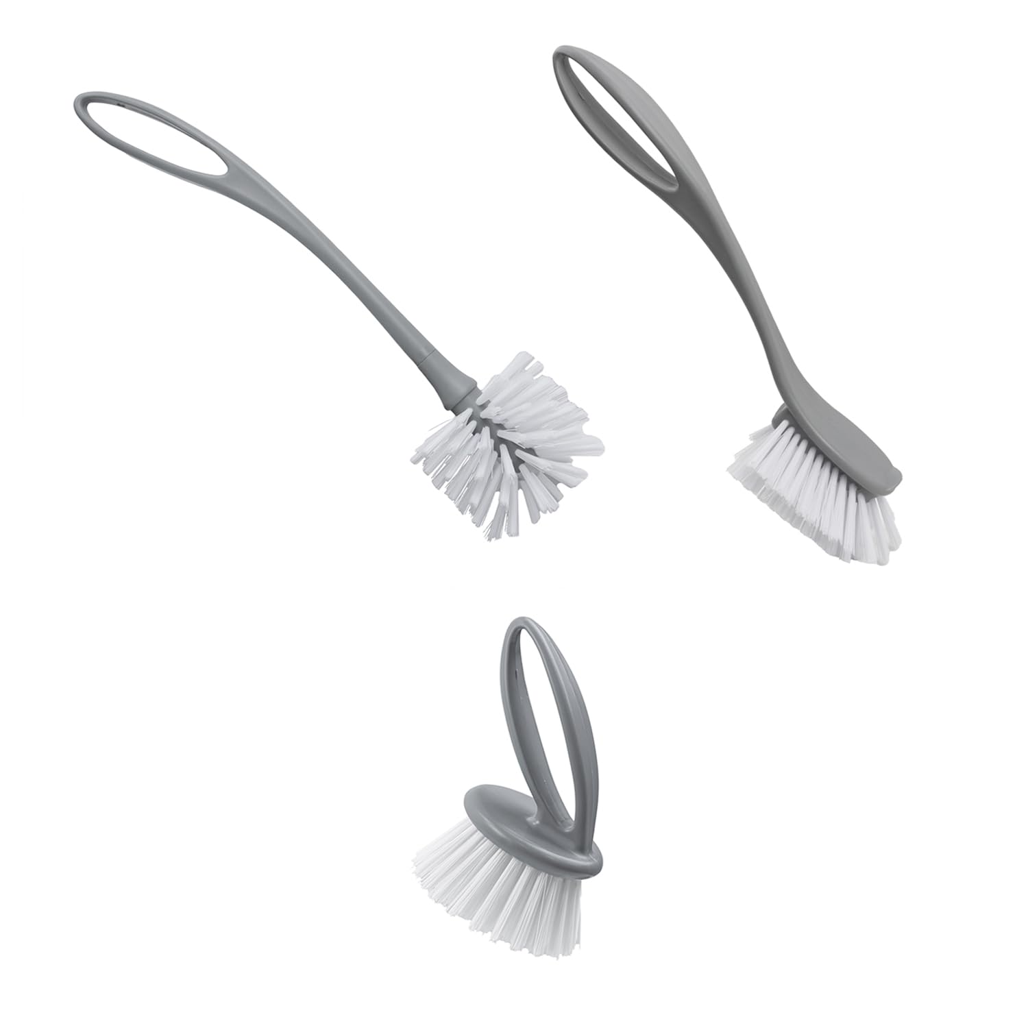 Jvl  Grey Set Of 3 Scrubbing Brushes With Handles in Size Individual, Sports Direct