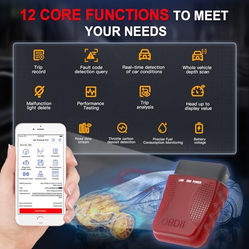 OBD2 Scanner Code Reader FA40 Auto Diagnostic Scan Tool Car Fault Check Engine Light Wireless Car Code Reader Compatible with iOS & Android Bluetooth 4.0 Auto Code Scanne
