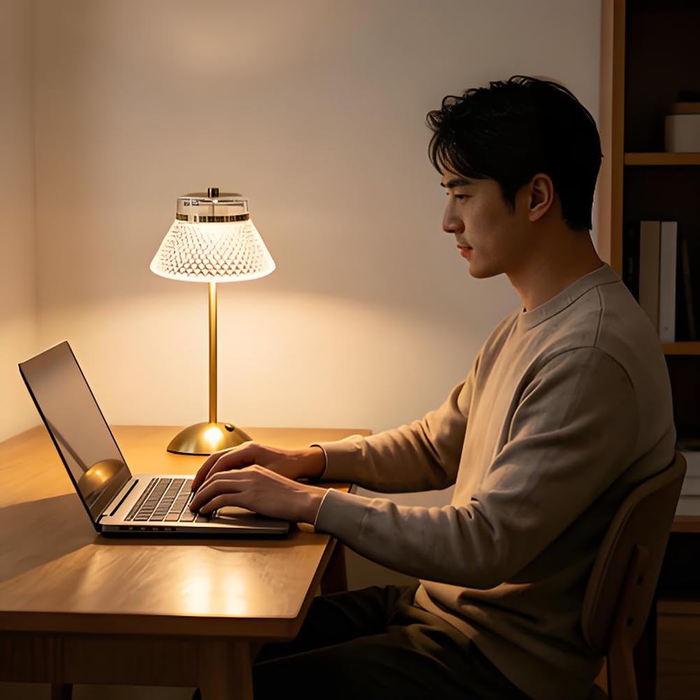 AoLa LED Tischlampe Kabellos Gold Dimmbar Tischleuchte Akku mit Touch Control USB Aufladbar Batterie Nachttischlampe Ohne Kabel 3000K-6000K Tragbar Nachtlicht für Wohnzimmer Schlafzimmer BüRo