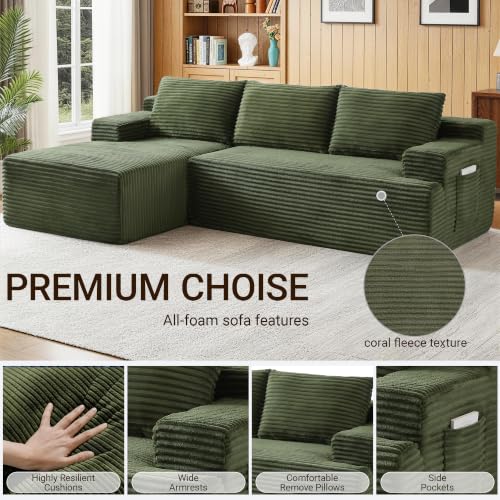 Image of Boneless Couch, Modular Sectional Couches for Living Room, U-Shaped Cloud Couch Sofa with Deep Seat, Fluffy Corduroy Upholstered Corner Sofa