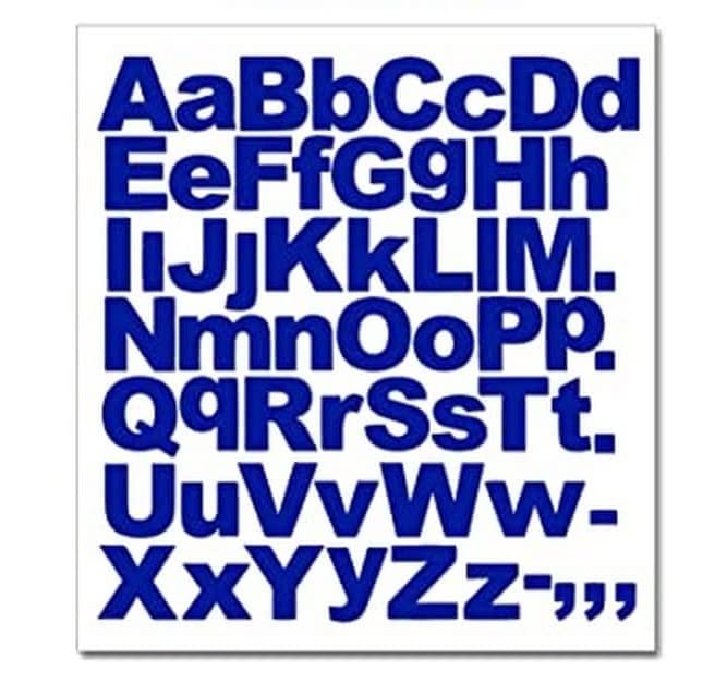1 x Set of A-Z Royal Blue Capital & Small Letters Full Alphabet - Removable Self Adhesive Waterproof Durable Vinyl Stickers - Cut to The Sticker Shape - Size 20mm