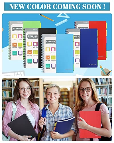 Image of 5-Subject Spiral Notebook, College Ruled, with Pocket & Tab Dividers | 200 Pages, 11 inch Ruler, 8.5 inchx11 inch Babyblue, Pocket Dividers with Tab Labels, for Writing Journal, Home, Office & School Supplies