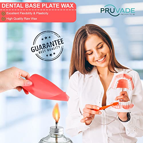 Pruvade PV-712 Base Plate Wax | 20 Pack | Red Utility Bite Wax, Baseplate Wax - All Season Denture Casting Wax Sheets, Orthodontic Dental Wax thumb #2