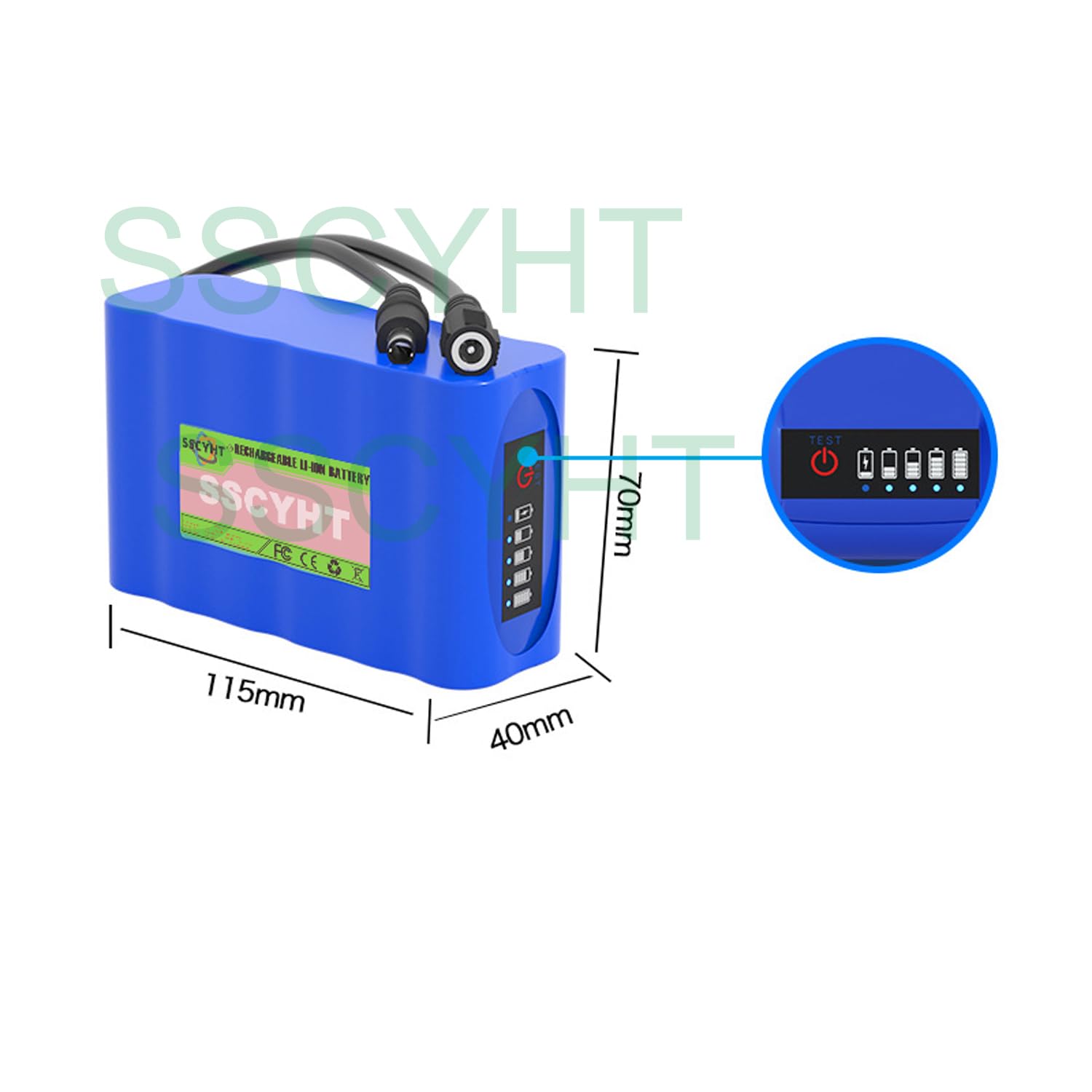 SSCYHT Portable DC 12V 12000mAh Rechargeable Lithium-ion Batteries Pack with Power Display and DC Plug for 12 Volts Electric Devices,12v12000mah 2
