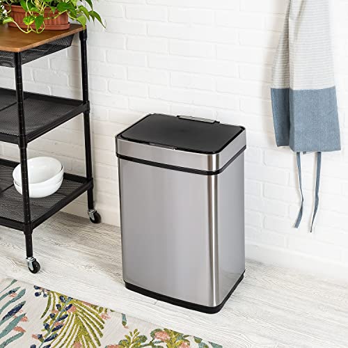 Caneca de basura rectangular de acero inoxidable 50L con sensor miniatura 2