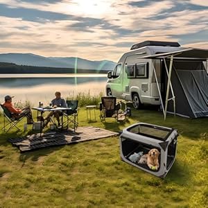 Dog Crate36x25x25 Inch Large Dog Crate for Large or Medium Dogs Portable and Foldable Design of Dog Cage Perfect for Travel or Home Use Dog Kennel with 3 Door and Durable Mesh Windows Grey