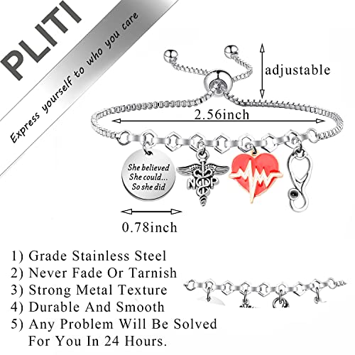 PLITI Nurse Practitioner Bracelet NP Gift Nurse Preceptor Graduation Gift She Believed She Could So She Did Bangle2