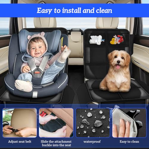 Image of STHIRA Car Seat Cover PU Car Seat Protector Pad with 4 Mesh Pockets, Full Coverage Seat Cushion with Back Support & Side Wings, Anti-Slip Comfort Seat Pad Cover Fashion Car Upholstery