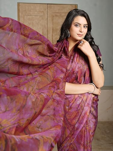 Image of Garden Vareli Nara Chiffon Abstract Printed Saree