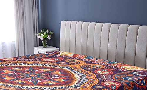 Ambesonne Paisley Fitted Sheet, Style Ornamental Rug Pattern Inspired Design With Flowers And Leaves, Soft Decorative Fabric Bedding All-Round Elastic Pocket, Twin Size, Pale Orange #TOP1