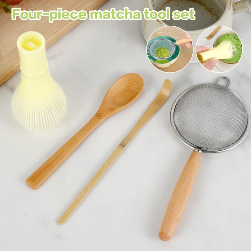 4Pcs Matcha Whisk Set for Beginners Matcha Making Starter Kit with Matcha Whisk Tea Scoop Reusable Bamboo Matcha Whisk Set The Perfect Bamboo Whisk for Matcha Tea/699