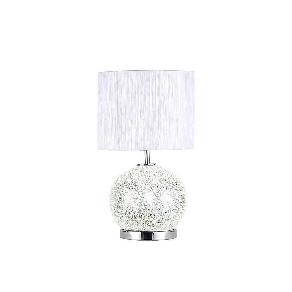 Sobremesa Cristal Secoya 1xe27+LED 5W 4000K 2 Encend.indep 50x30x30 Cm Mosaico Espejo/cromo C/pant Blanca