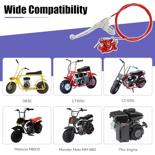 Image of Mini Bike Rear Brake Caliper, Brake Lever Kit Compatible with Monster Mega Moto MMB80 GMB100 Colemen CT100U CC100X Baja DB30 Monster Motovox MBX10 MBX11 Predator 79cc 97cc 100cc Engine Parts