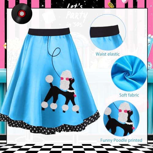 Disfraz 50s Falda Poodle Niñas 8 Piezas miniatura 3