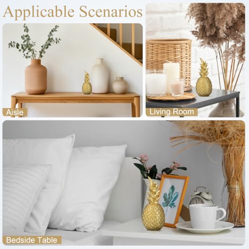 Estatua decorativa piña dorada de resina 15 cm miniatura 3