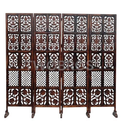 Image of Wooden Room Partition /Screen /Room Divider /Room Separator for Livng Room Bedroom Home Office Restarurant Hallway 20Inches Wide (4 Panel 6 Feet with Stands)