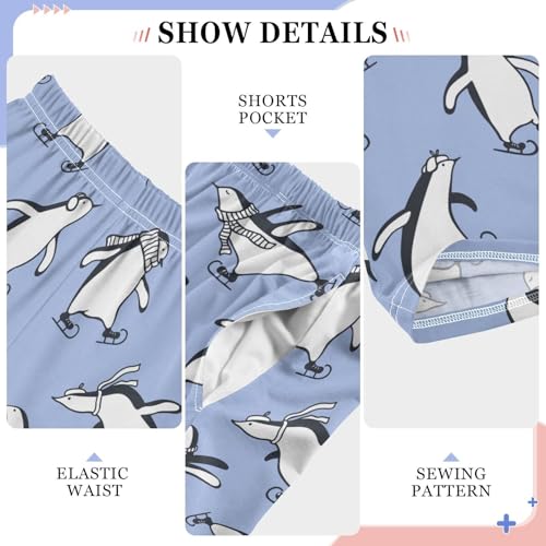 ZZXXB Penguins Skating Boys Long Pants Soft Trousers Elastic Waist Kids Lounge Bottoms with Pockets S-XL4