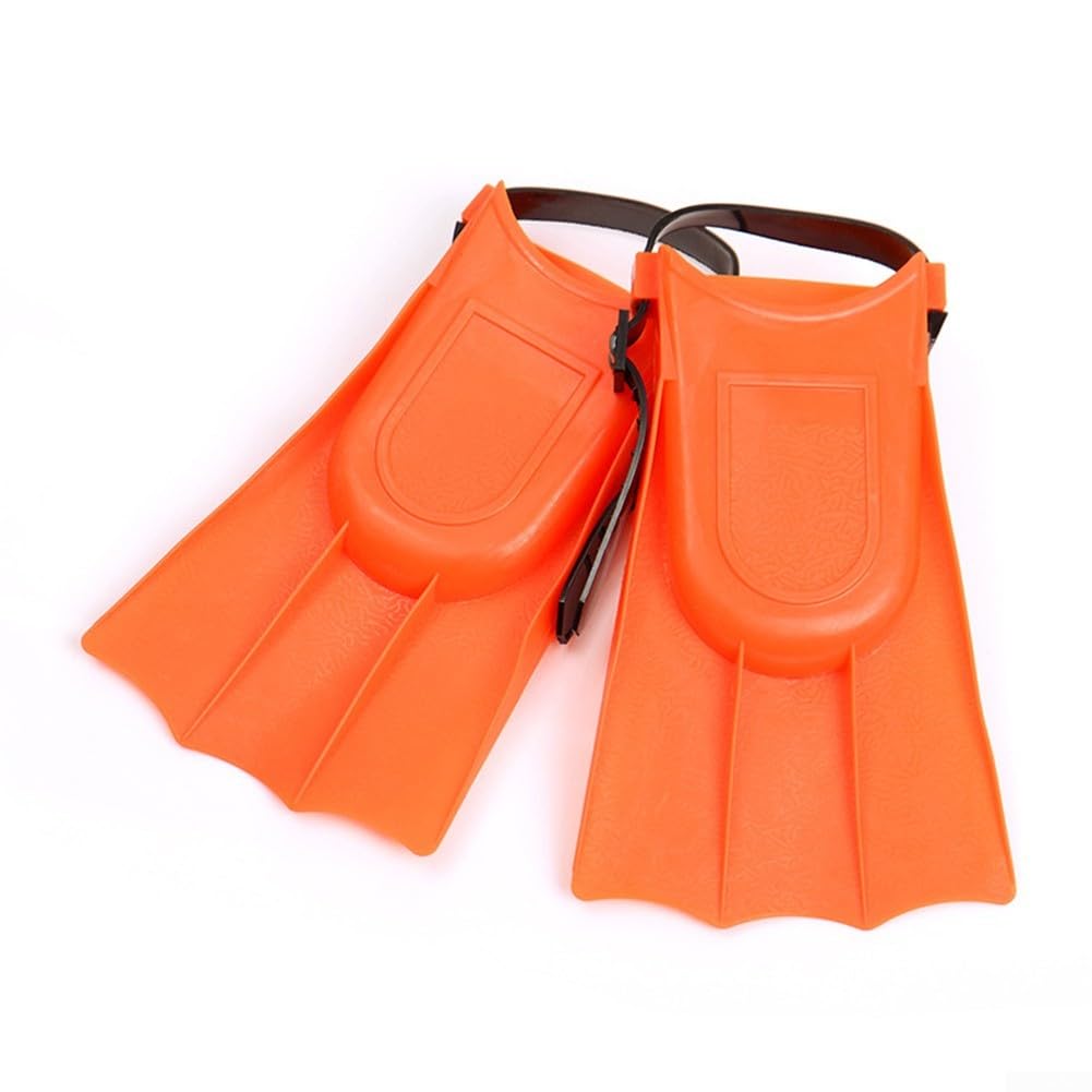Children Swimming Fins, Adjustable Kids Diving Flippers Easy Dive Non-Slip Comfort for Snorkelling Training Pool Beach(Orange)