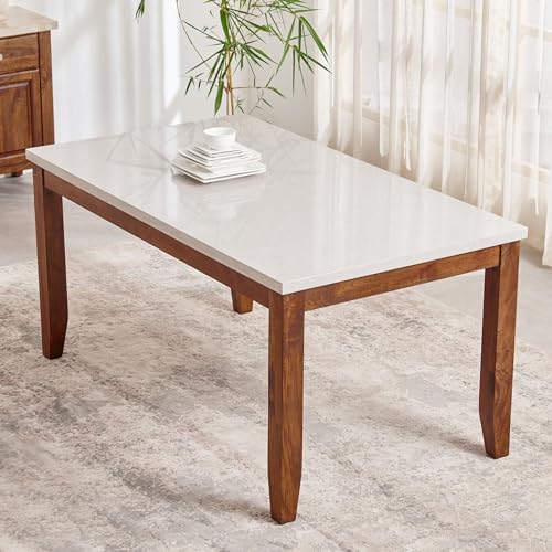 Image of Home Centre | Giza Composite Marble Top 6-Seater Dining Table | Dining Set for Home | Grey | 1 Year Warranty