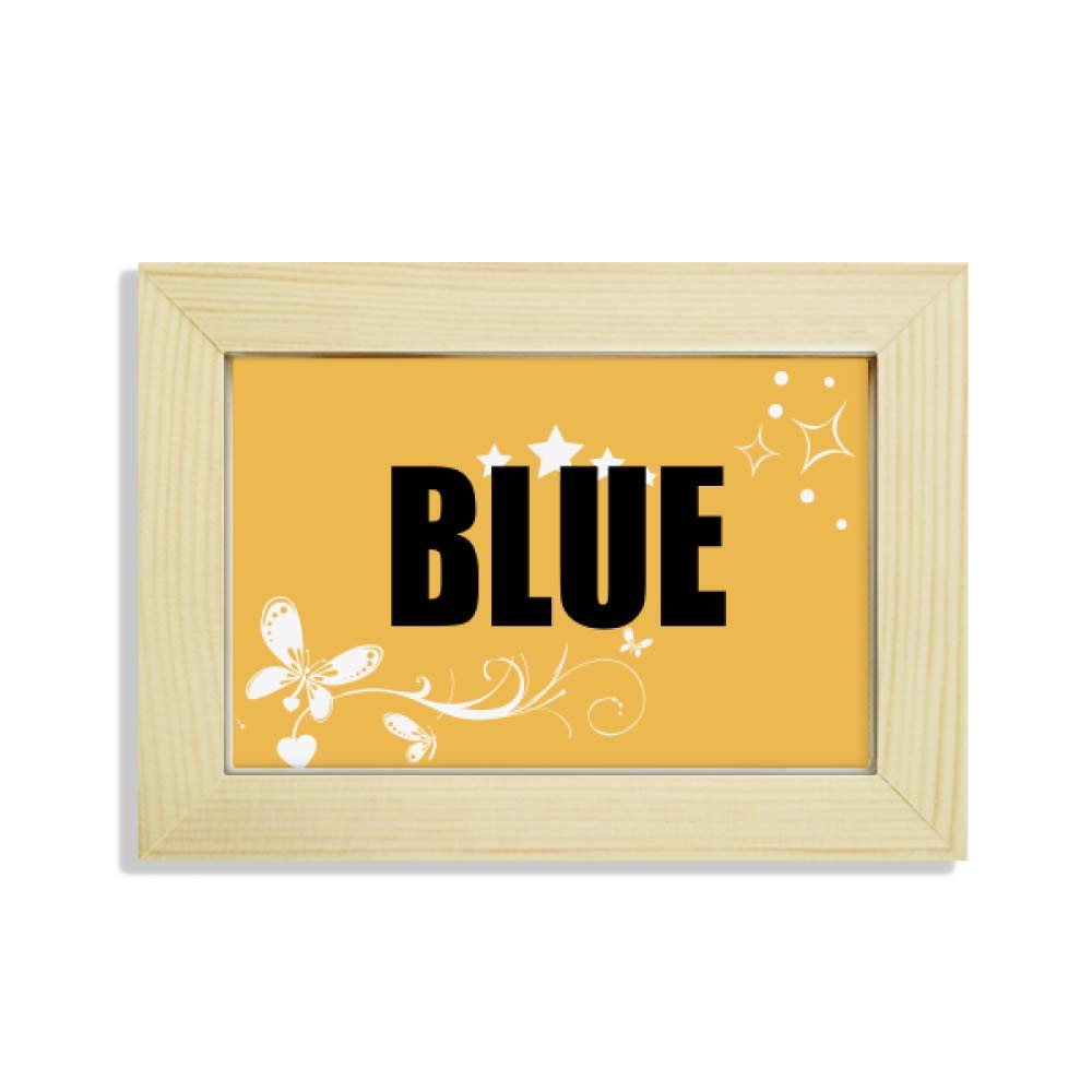 Marco de fotos de madera artesanal azul con delicada pintura floral de mesa