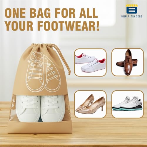Image of Btag Shoe Bag for Travel & Storage | Water-Resistant Shoe Organizer for Men & Women | Portable, Foldable Shoe Cover for Luggage & Closet | Travel Accessories for Footwear Protection (Khakhi,Pack of 9)