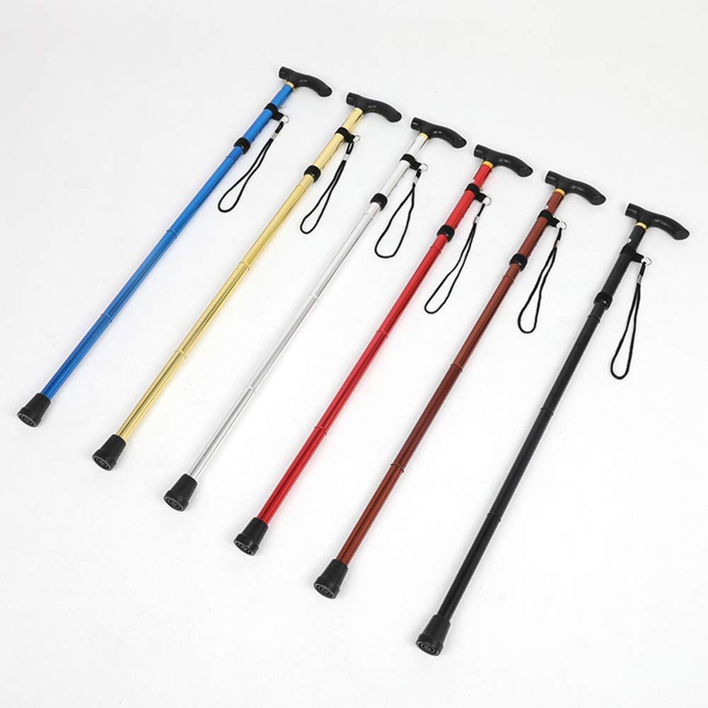Bastón, Bastón Plegable de Aluminio for Adultos, 5 Alturas Ajustables, Multicolor(B)