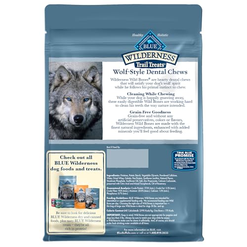 Blue Buffalo Wilderness Wild Bones Grain-Free Dental Chews Dog Treats, Large, 27-oz Bag, (Pack of 2) - image 2