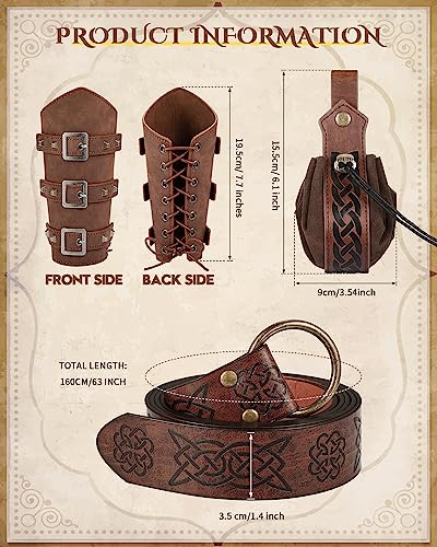 leifide medieval viking belt faux leather arm guards renaissance accessories viking leather bracers medieval bag