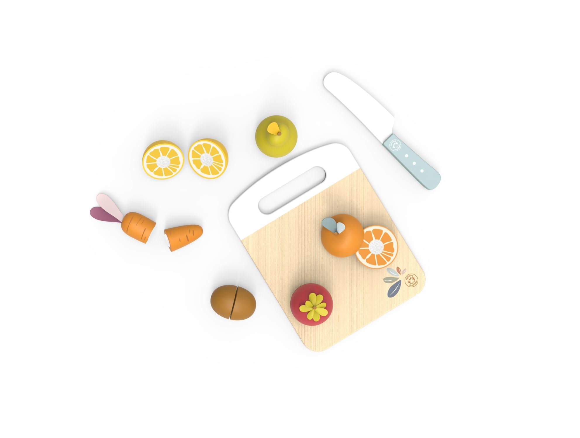 Speedy Monkey Fruits & Vegetables Cutting Playset - Wooden Play Food Toy Kitchen Accessories with Safe Knife, Fruits & Vegetables | Wooden Food Toys | 3+ Years Toddler Toys — image 1