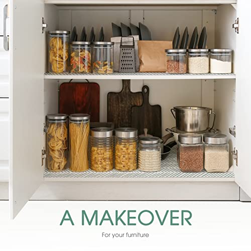 Glotoch Premium Non Slip Shelf Liner, Non Adhesive Drawer Liner, Waterproof Shelf Liners For Kitchen Cabinets, Drawer, Fridge, Wire Shelving, Pantry-12 X20 Ft, Heavy Duty, White Herringbone #TOP3