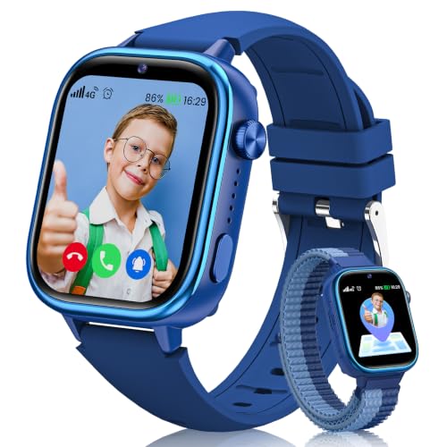 RUXINGX Smartwatch Kinder GPS, Kinderuhr mit Telefon und SOS (Blau)