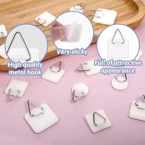 Image of 60 Pack Adhesive Picture Hanger, Foamboard Picture Hanging Hooks Without Nails, Plate Holders for Photo Frame Plate Wall Art Decor 3 Sizes