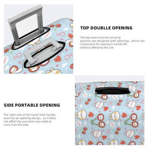 Cute Rabbit With Cherry Luggage Cover Washable Elasticated Luggage Covers For Suitcase Tsa Approved Stylish Dust And Scratch Resistant Luggage Case Protector For Kids And Adults4