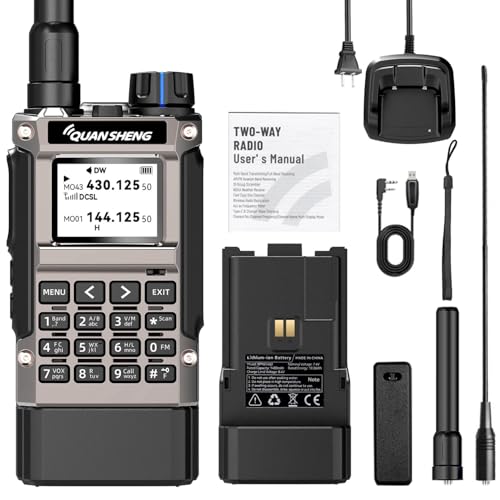 QUANSHENG UV-K1 Ham Radio Handheld 2500mAh Battery Multi-Band Walkie Talkie with Air Band Receive NOAA Weather Wireless Frequency Copy Type-C 200 Channels Long Range Two Way Radio