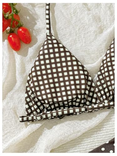 Image of BEAUDRM Girl's 2 Piece Floral Print Swimsuits Halter Triangle Bikini Boho High Waisted Bathing Suit