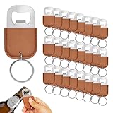 RMERVE 24 pcs Stainless Steel Bottle Opener with PU Leather Keychain Mini Metal Bottle Opener for Bartender Kitchen Bar Restaurant Creative Gift