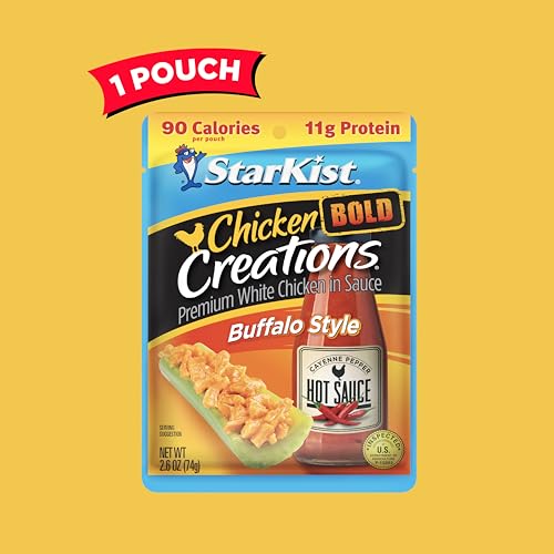 Image of StarKist Chicken Creations BOLD Buffalo Style Pouch (2.6 oz - 4 Pack) Fully Cooked High Protein White Meat, Gluten Free, No Draining, Ready to Eat for Salad and Sandwiches