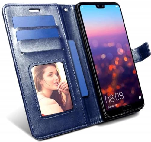 Image of Bintage Artificial Leather::Rubber Flip Cover Compatible Model for Infinix Hot 8 - Blue