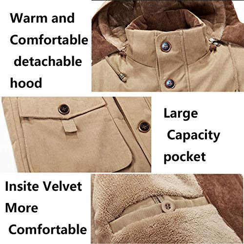 Image of PRIJOUHE Men's Winter Coats Down Jackets Outerwear Long Cotton Coat Men Thick Warm Fur Jacket Coat Overcoat